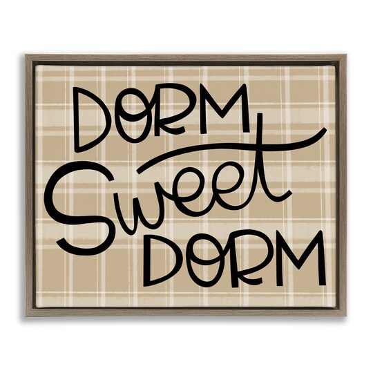 Stupell Industries Sweet Dorm on Plaid Floating Frame Design by Mandy Ford Art + Illustration